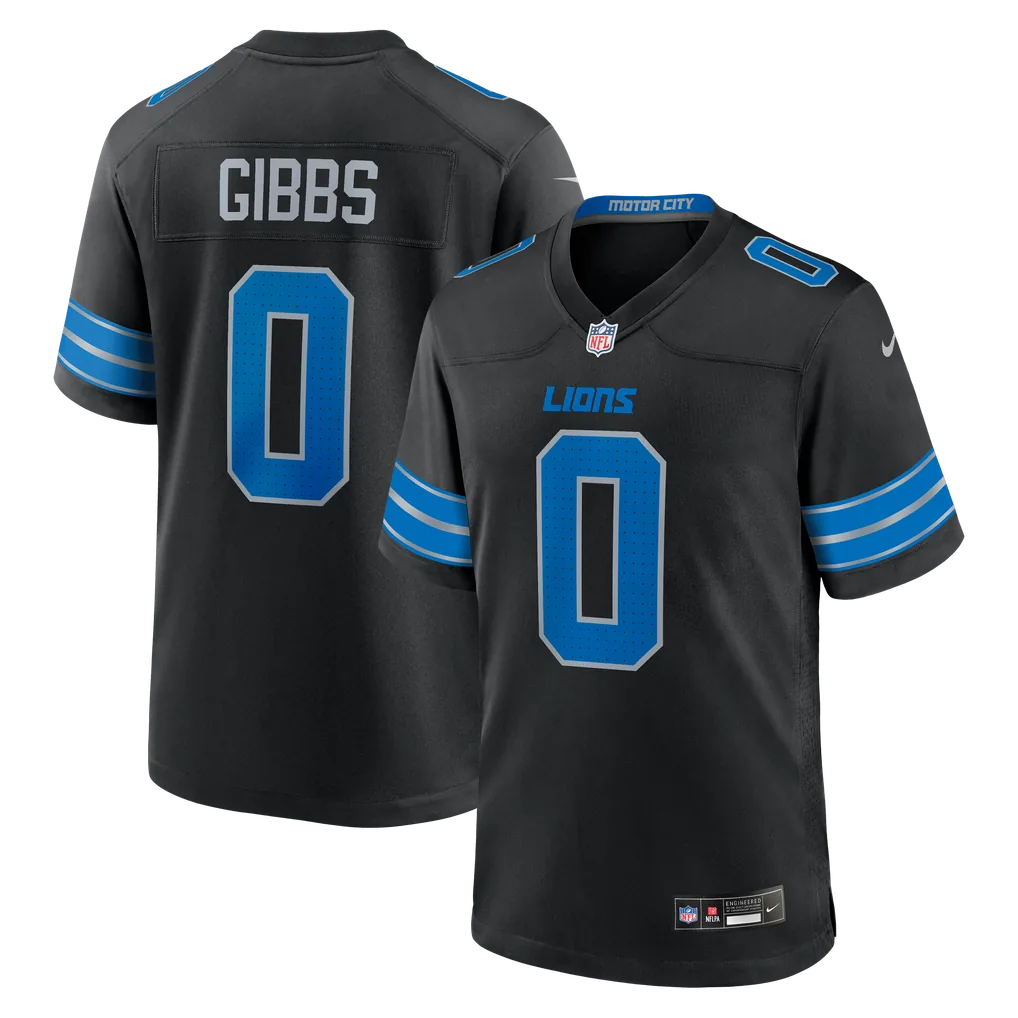 Mens Detroit Lions Jahmyr Gibbs Nike Black 2nd Alternate Game Player Jersey